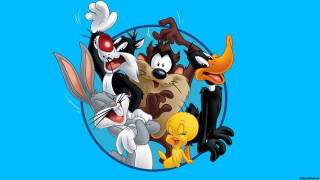 Cartoon characters circle blue background - a circle free wallpaper