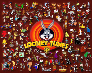 Loony tunes cartoon characters grouped - a circle free wallpaper