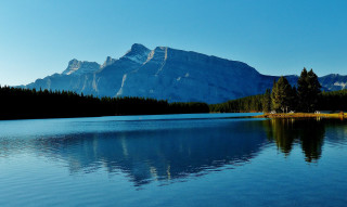 Lake mountain house trees foreground - esther blaikie mackinnon free wallpaper
