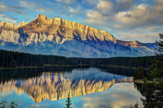 Mountain range reflection lake trees 9 - the background free wallpaper