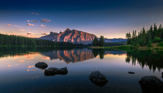 Mountain range reflection lake sunset 13 - beautiful landscape free wallpaper