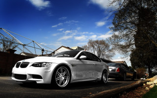 White car parking lot house - rim free wallpaper