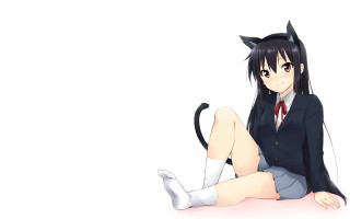 Woman cat ears sitting anime - an anime drawing free wallpaper for desktop