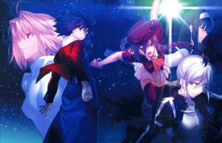 Anime characters starry sky light - a person holding free wallpaper