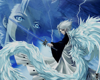 Man white hair sword dragon 2 - andrew law free wallpaper