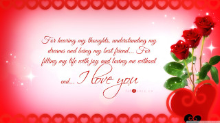 Red heart three roses poem - the middle of the image free wallpaper