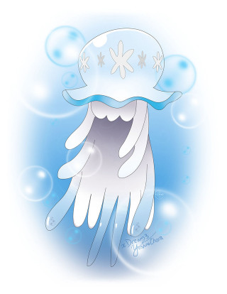 White jellyfish blue hat bubbles - jellyfish free wallpaper