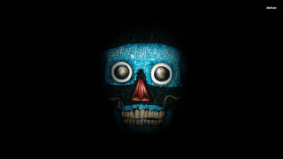 Blue mask big eyes creepy 2 - a creepy smile free wallpaper