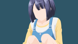 Blue hair overalls sitting crossed - her leg free wallpaper for desktop