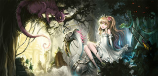 Girl horse forest dragon demon 2 - a demon in the background free wallpaper