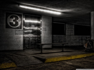 Bench dark room sign light - grim free wallpaper