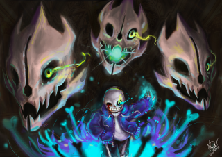 Skeleton demon face painting artwork - art station free wallpaper