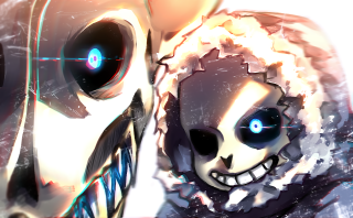 Robot glowing eyes skull face 2 - symmetrical eye free wallpaper