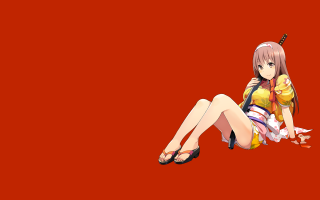 Woman sitting gun red background - a red wall free wallpaper