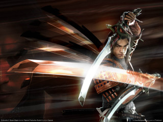 Man holding sword dragon demon - his shoulder free wallpaper