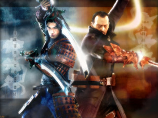 Men armor swords looking camera - two man free wallpaper