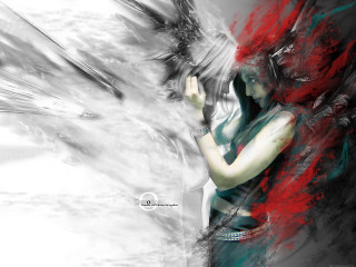 Woman bird shoulder red black - a bird free wallpaper for desktop