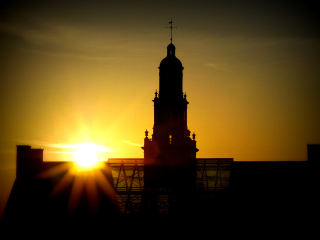 Clock tower sunset steeple building - christopher wren free wallpaper