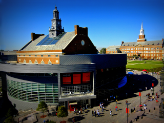 Large building clock tower roof - aerial free wallpaper
