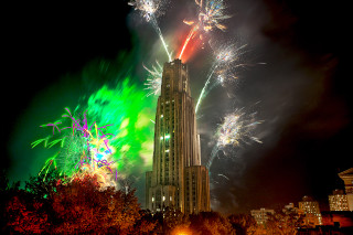 Large building fireworks sky lights - david lachapelle free wallpaper