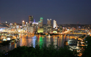 City skyline night river bridge 26 - a city skyline free wallpaper
