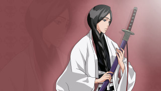 Woman kimono sword red background - a red wall free wallpaper