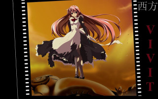 Girl longhair filmstrip sky caption - a film strip free wallpaper