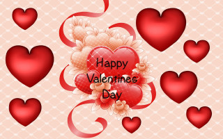 Valentine hearts flowers ribbon bow - a red ribbon free wallpaper