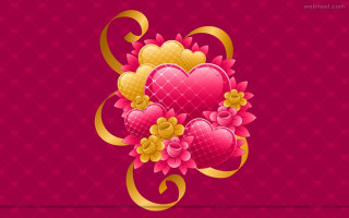 Pink background hearts flowers pattern - heart free wallpaper