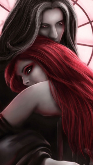 Red hair women pink umbrella - red hair free wallpaper
