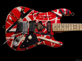 Red black guitar shock art - real free wallpaper
