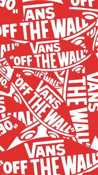 Red white poster vans off - sticker free wallpaper