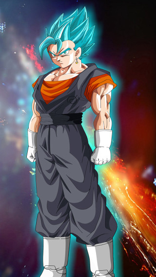 Blue hair male super saiyan - orange free wallpaper