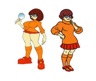 Cartoon two women orange red - m free wallpaper