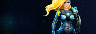 Woman space suit sword star - anton fadeev free wallpaper