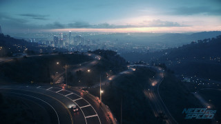 City skyline highway hill nighttime - photorealistic lighting free wallpaper