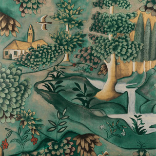 Landscape trees stream painting nature - an art deco painting free wallpaper
