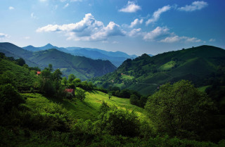 Lush green hillside house mountains - edi rama free wallpaper