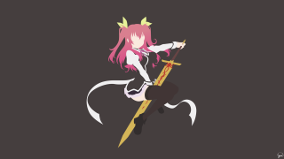 Girl pink hair holding sword - a white outline free wallpaper