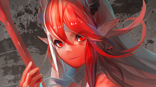 Red haired woman sword red - a red eye free wallpaper