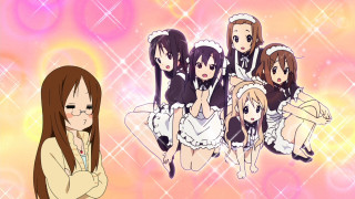 Anime girls pink background stars - aguri uchida free wallpaper