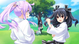 Anime girls park trees grass - a park free wallpaper