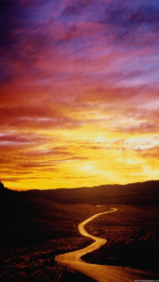 Desert road sunset clouds sky - beautiful landscape free wallpaper