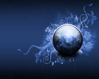 Blue sphere flowers swirly space - space art free wallpaper for desktop