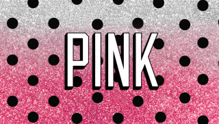 Pink black background polka dots - white letter free wallpaper