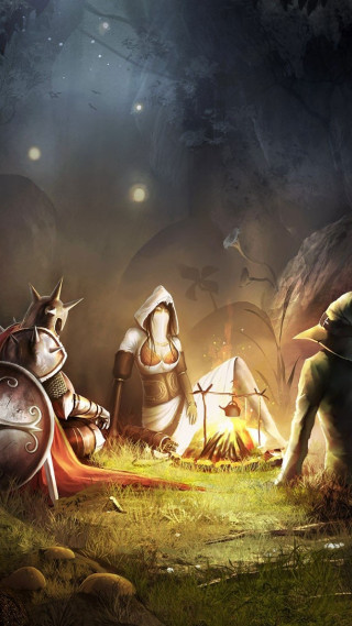 Knights campfire forest night tent - night free wallpaper