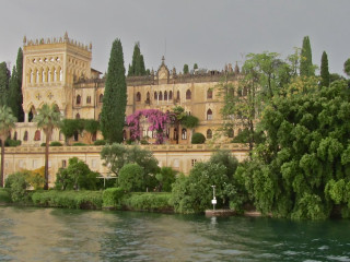 Castle lake trees boat water - heidelberg school free wallpaper