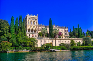 Large building tower water trees 2 - both side free wallpaper