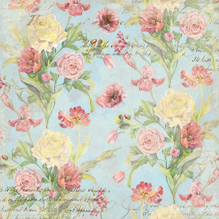 Blue background pink yellow flowers - the bottom of the image free wallpaper