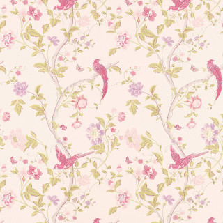 Pink green floral wallpaper birds - bird free wallpaper